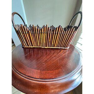 Vintage Jackson & Perkins Bamboo-Style Basket With Handles Handcrafted Design